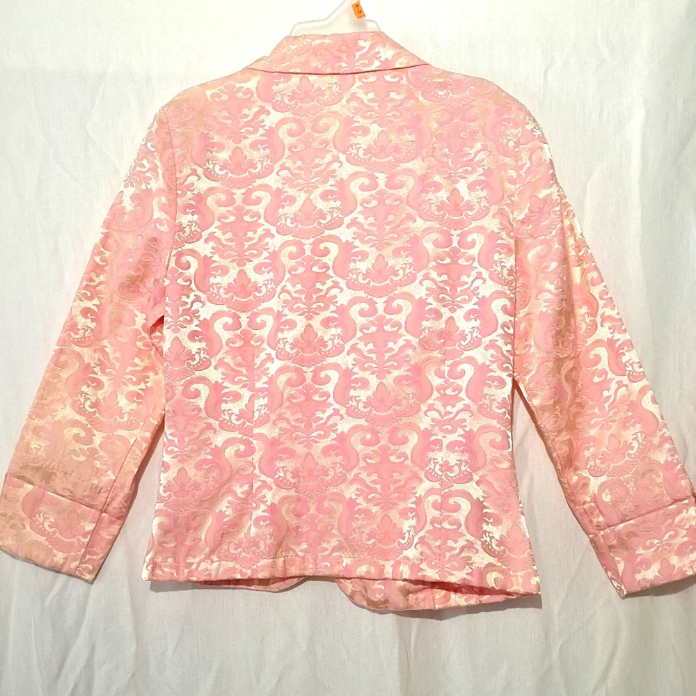 3/$20--Vintage Pink Brocade Jacket, Cropped, No Boundaries, Sz 7 Juniors, NWOT - Picture 8 of 13